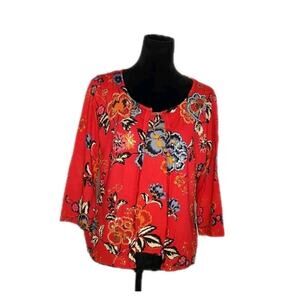 August Silk Knits Red Beaded Sequin Foral tank & Cardigan set Silk Blend Size L